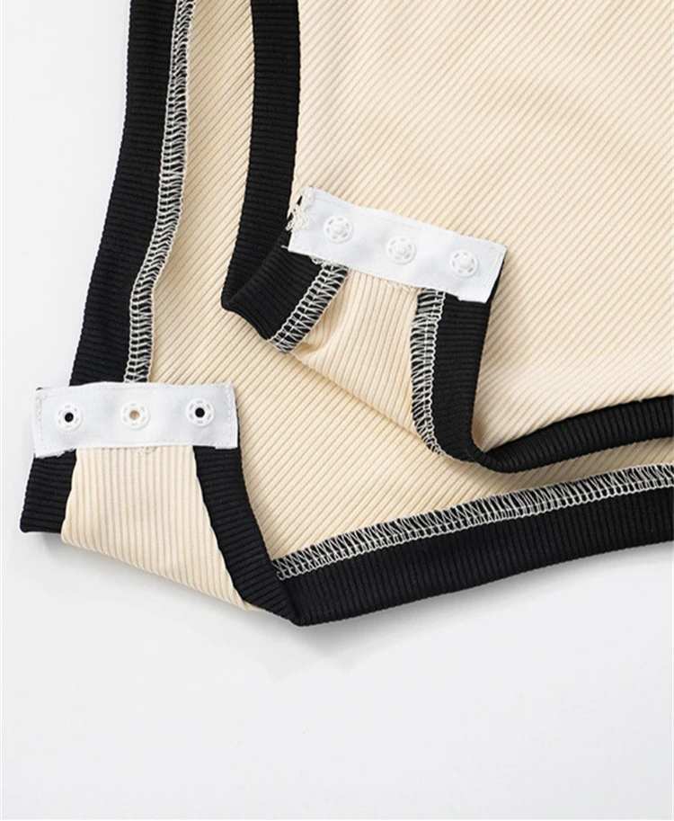 Knitted Two Tone Short Sleeve Bodysuit