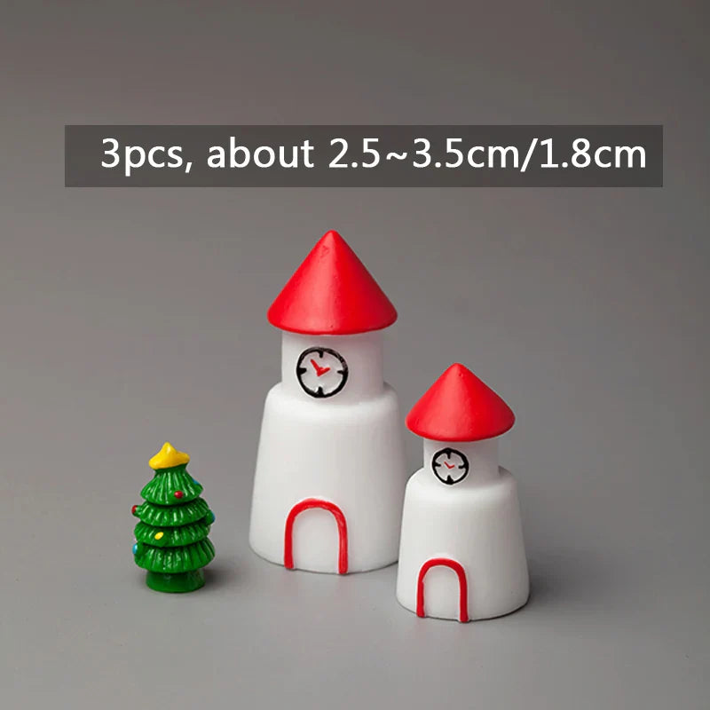 Miniature Christmas Tree Santa Claus Snowmen Gift Box Terrarium Accessories Fairy Garden Figurines Dollhouse Decor