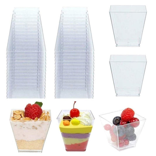 25/50/100pcs 60ML Disposable Plastic Dessert Cups Birthday Transparent Party ice Cream Cup Home Christmas Supplied