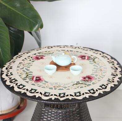 Luxury round satin rose flower Embroidered table cover cloth kitchen Christmas coffee tea tablecloth wedding party home decor