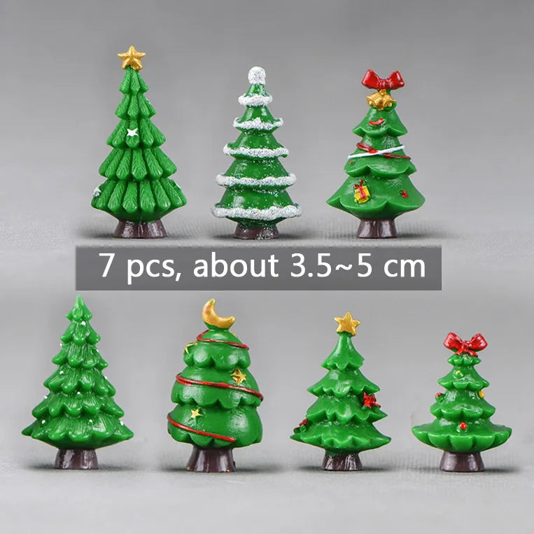 Miniature Christmas Tree Santa Claus Snowmen Gift Box Terrarium Accessories Fairy Garden Figurines Dollhouse Decor