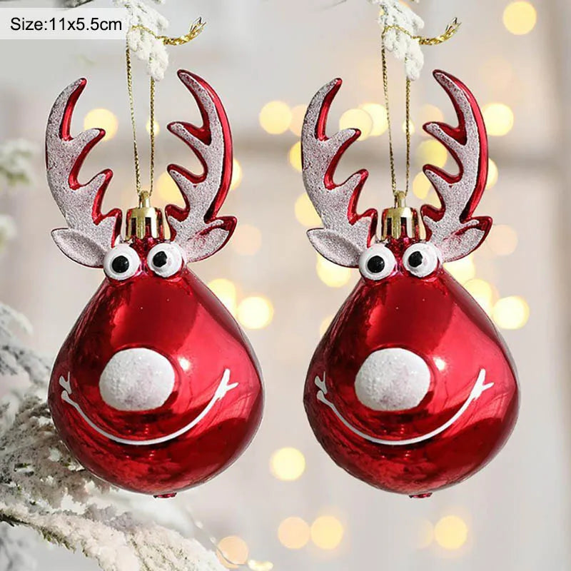 2pcs Elk Christmas Balls Ornaments Xmas Tree Hanging Bauble Pendant  Christmas Decorations for Home New Year Party Navidad