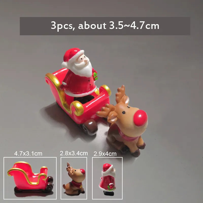 Miniature Christmas Tree Santa Claus Snowmen Gift Box Terrarium Accessories Fairy Garden Figurines Dollhouse Decor
