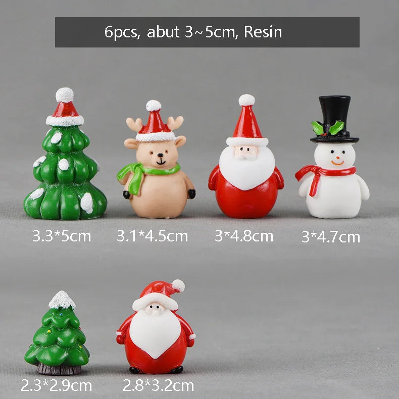 Miniature Christmas Tree Santa Claus Snowmen Gift Box Terrarium Accessories Fairy Garden Figurines Dollhouse Decor