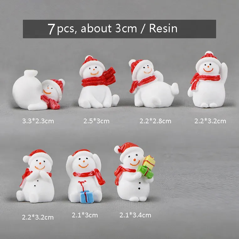 Miniature Christmas Tree Santa Claus Snowmen Gift Box Terrarium Accessories Fairy Garden Figurines Dollhouse Decor