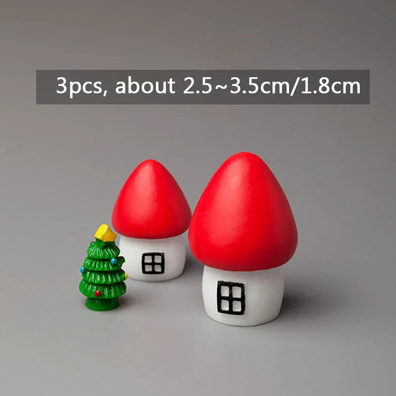 Miniature Christmas Tree Santa Claus Snowmen Gift Box Terrarium Accessories Fairy Garden Figurines Dollhouse Decor