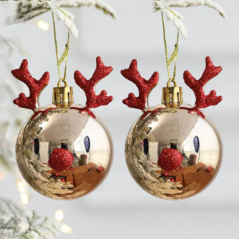 2pcs Elk Christmas Balls Ornaments Xmas Tree Hanging Bauble Pendant  Christmas Decorations for Home New Year Party Navidad
