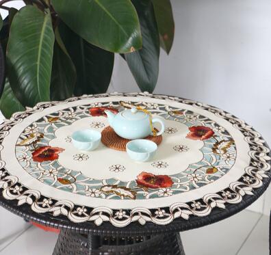 Luxury round satin rose flower Embroidered table cover cloth kitchen Christmas coffee tea tablecloth wedding party home decor