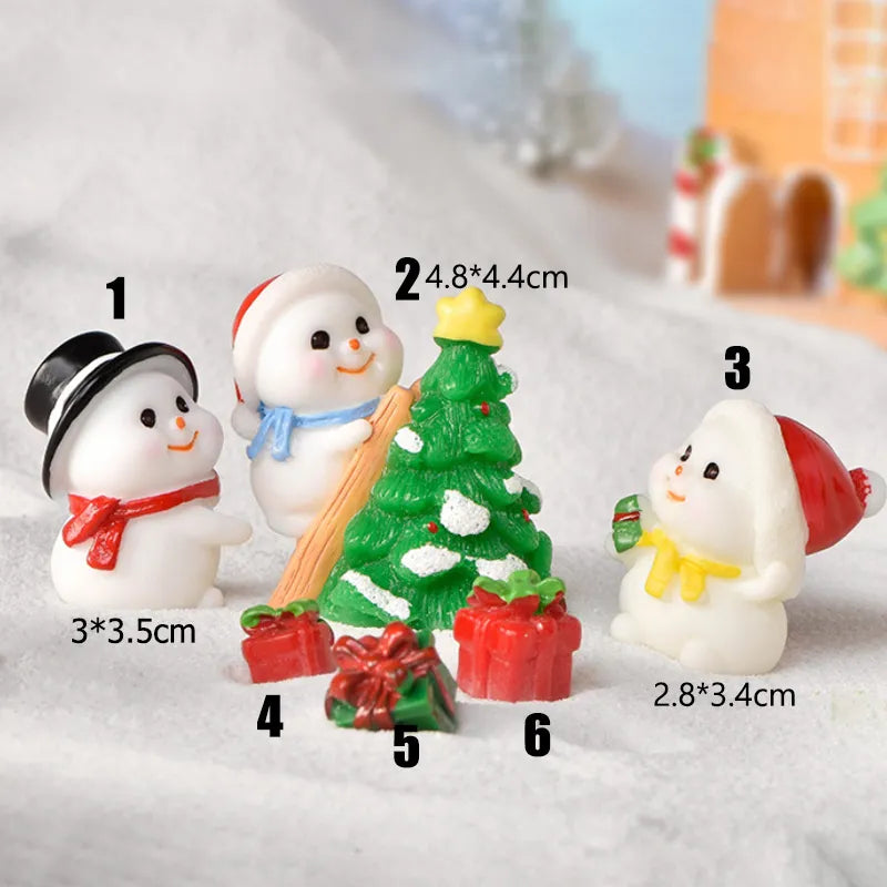 Miniature Christmas Tree Santa Claus Snowmen Gift Box Terrarium Accessories Fairy Garden Figurines Dollhouse Decor