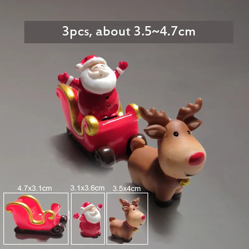 Miniature Christmas Tree Santa Claus Snowmen Gift Box Terrarium Accessories Fairy Garden Figurines Dollhouse Decor