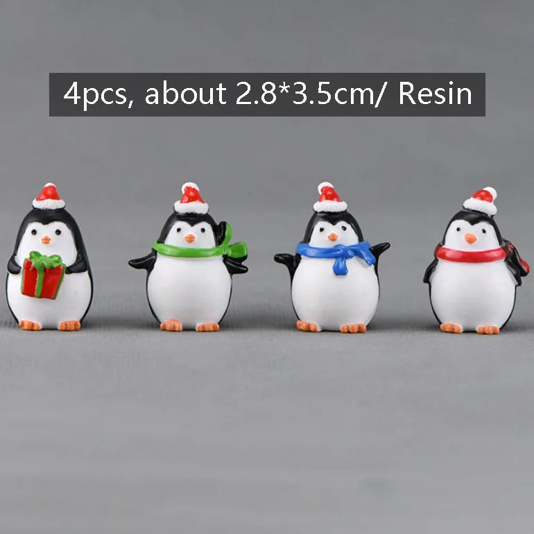 Miniature Christmas Tree Santa Claus Snowmen Gift Box Terrarium Accessories Fairy Garden Figurines Dollhouse Decor