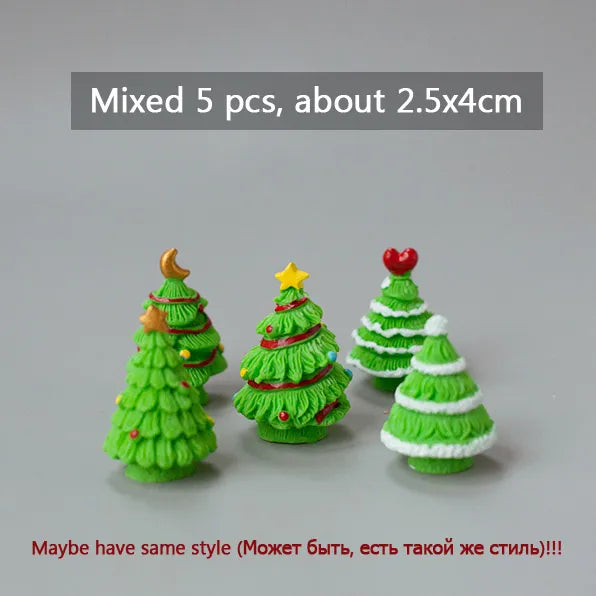 Miniature Christmas Tree Santa Claus Snowmen Gift Box Terrarium Accessories Fairy Garden Figurines Dollhouse Decor