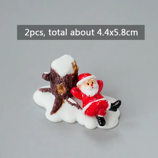Miniature Christmas Tree Santa Claus Snowmen Gift Box Terrarium Accessories Fairy Garden Figurines Dollhouse Decor
