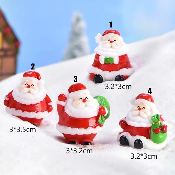 Miniature Christmas Tree Santa Claus Snowmen Gift Box Terrarium Accessories Fairy Garden Figurines Dollhouse Decor