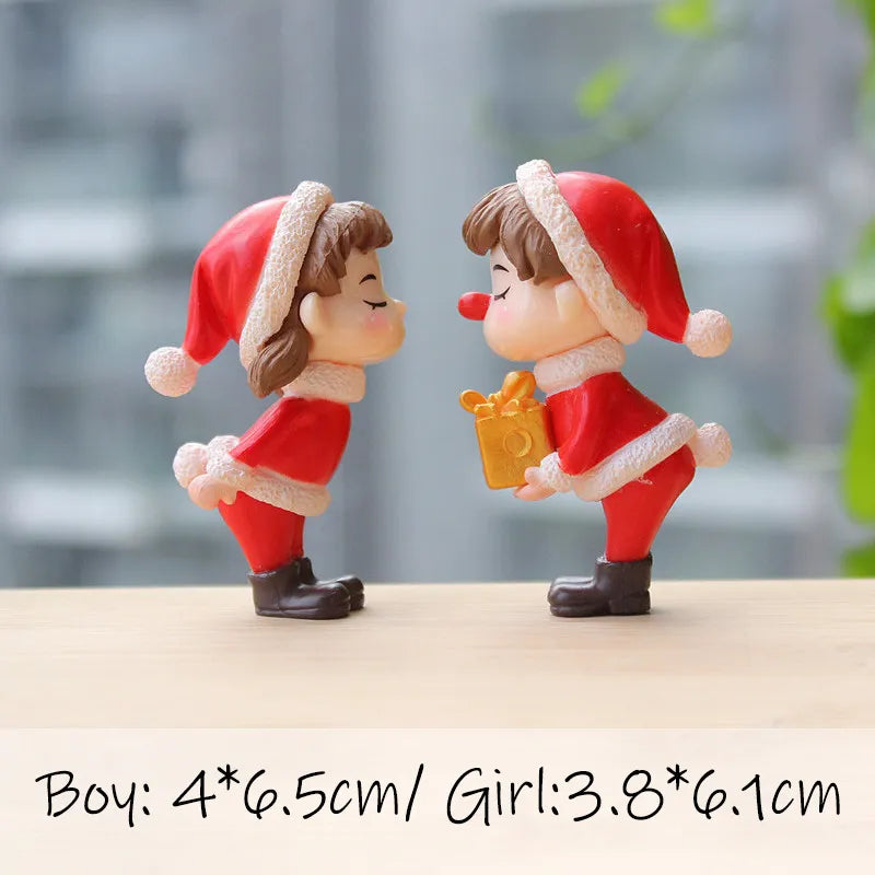 Miniature Christmas Tree Santa Claus Snowmen Gift Box Terrarium Accessories Fairy Garden Figurines Dollhouse Decor