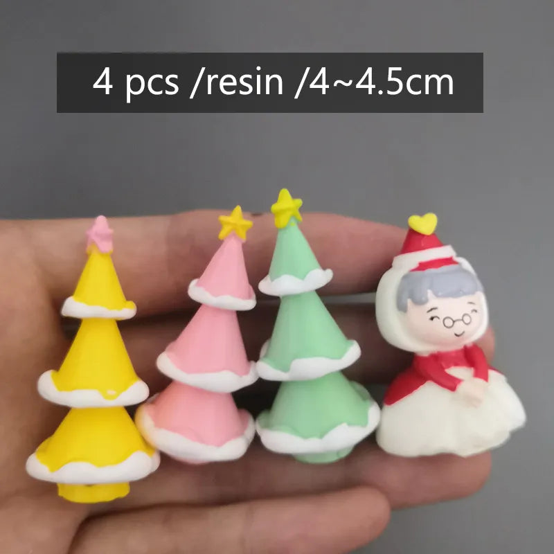 Miniature Christmas Tree Santa Claus Snowmen Gift Box Terrarium Accessories Fairy Garden Figurines Dollhouse Decor