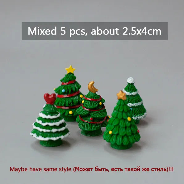 Miniature Christmas Tree Santa Claus Snowmen Gift Box Terrarium Accessories Fairy Garden Figurines Dollhouse Decor
