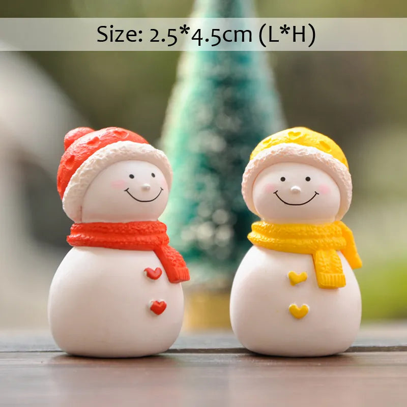 Miniature Christmas Tree Santa Claus Snowmen Gift Box Terrarium Accessories Fairy Garden Figurines Dollhouse Decor