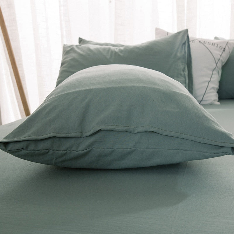 Product Solid Color 3/4 Pcs Bedding Set Microfiber Bedclothes Navy Blue Gray Bed Linens Duvet Cover Set Bed Sheet