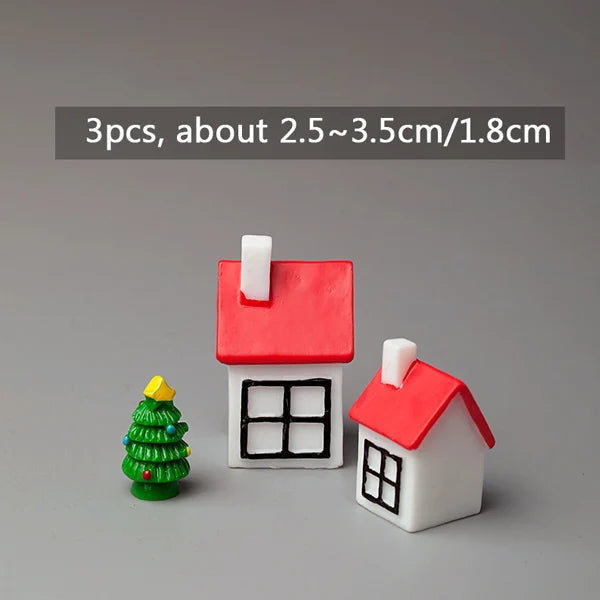 Miniature Christmas Tree Santa Claus Snowmen Gift Box Terrarium Accessories Fairy Garden Figurines Dollhouse Decor