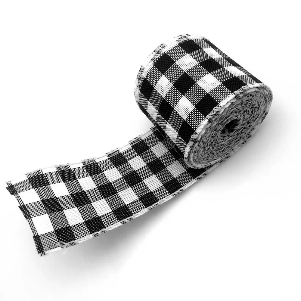 6M/Roll Craft Ribbon Imitation Hemp Ribbon Wire Wire Edge Linen Ribbon Christmas Decoration Red and Green Snowflake Plaid Ribbon