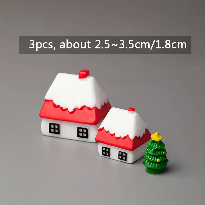 Miniature Christmas Tree Santa Claus Snowmen Gift Box Terrarium Accessories Fairy Garden Figurines Dollhouse Decor