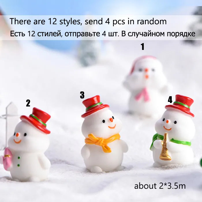 Miniature Christmas Tree Santa Claus Snowmen Gift Box Terrarium Accessories Fairy Garden Figurines Dollhouse Decor