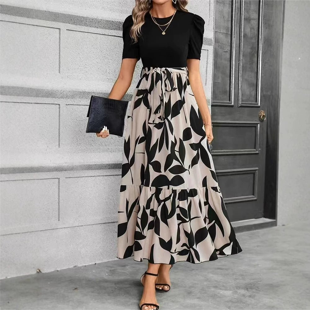 Elegant Floral Short Sleeve Dress
