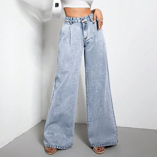 Women's Wide Leg Drape Loose Denim Trousers