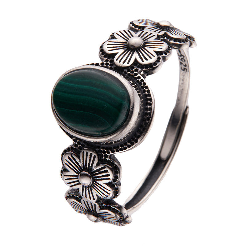 Natural Malachite Colored Gems Ring For Women