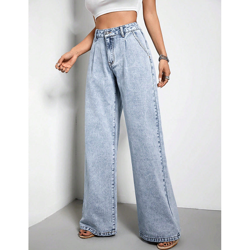 Women's Wide Leg Drape Loose Denim Trousers