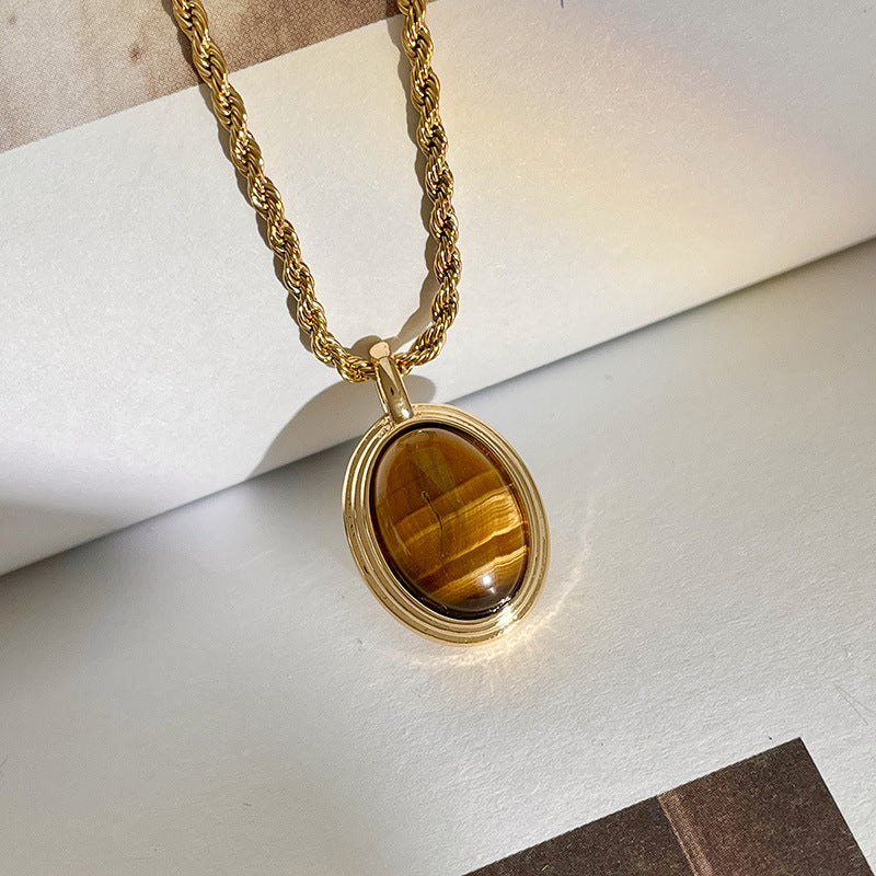 Maillard Oval Tiger Eye Necklace