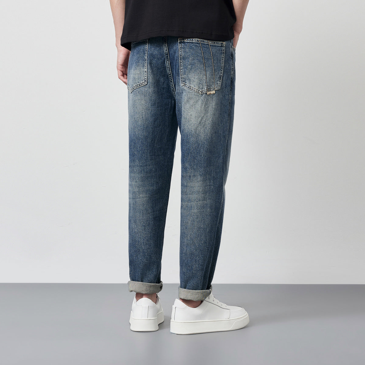 Men's Versatile Straight Leg Washed Jeans