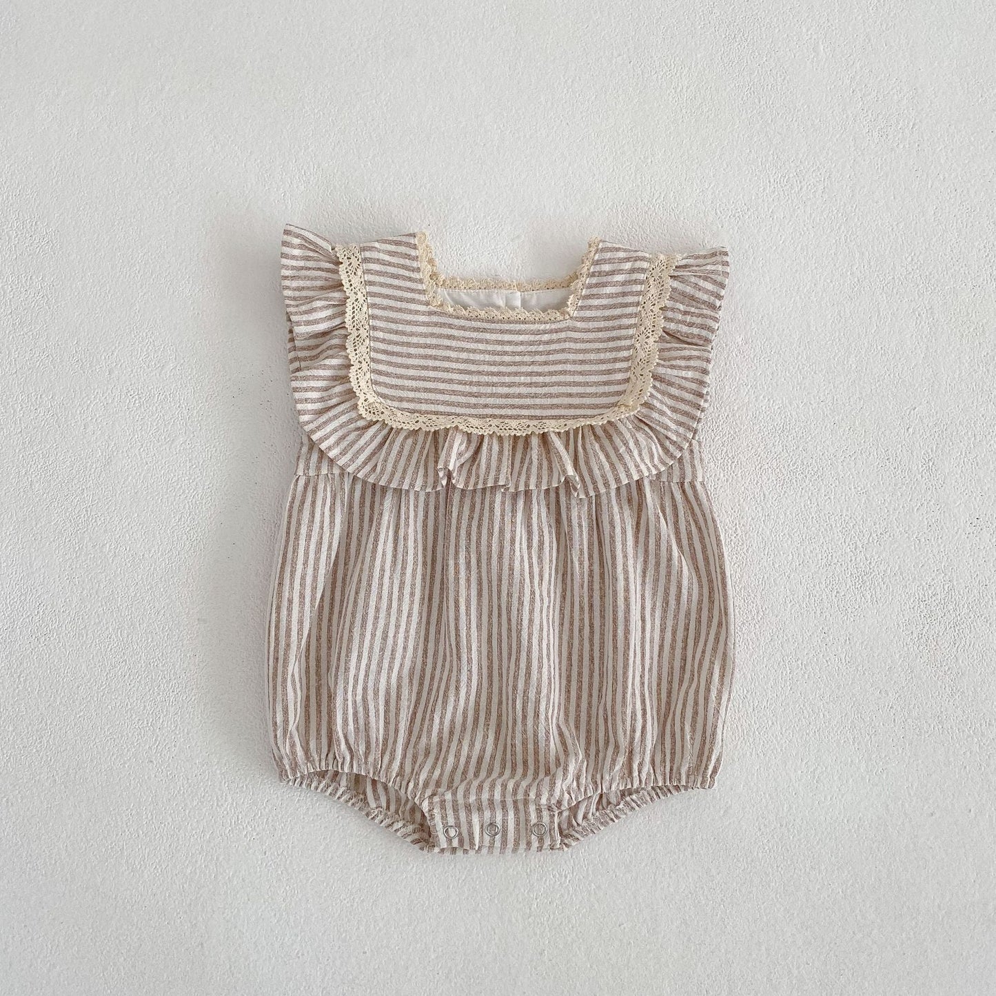 Striped Ruffled Girls' Loose Temperament Dress