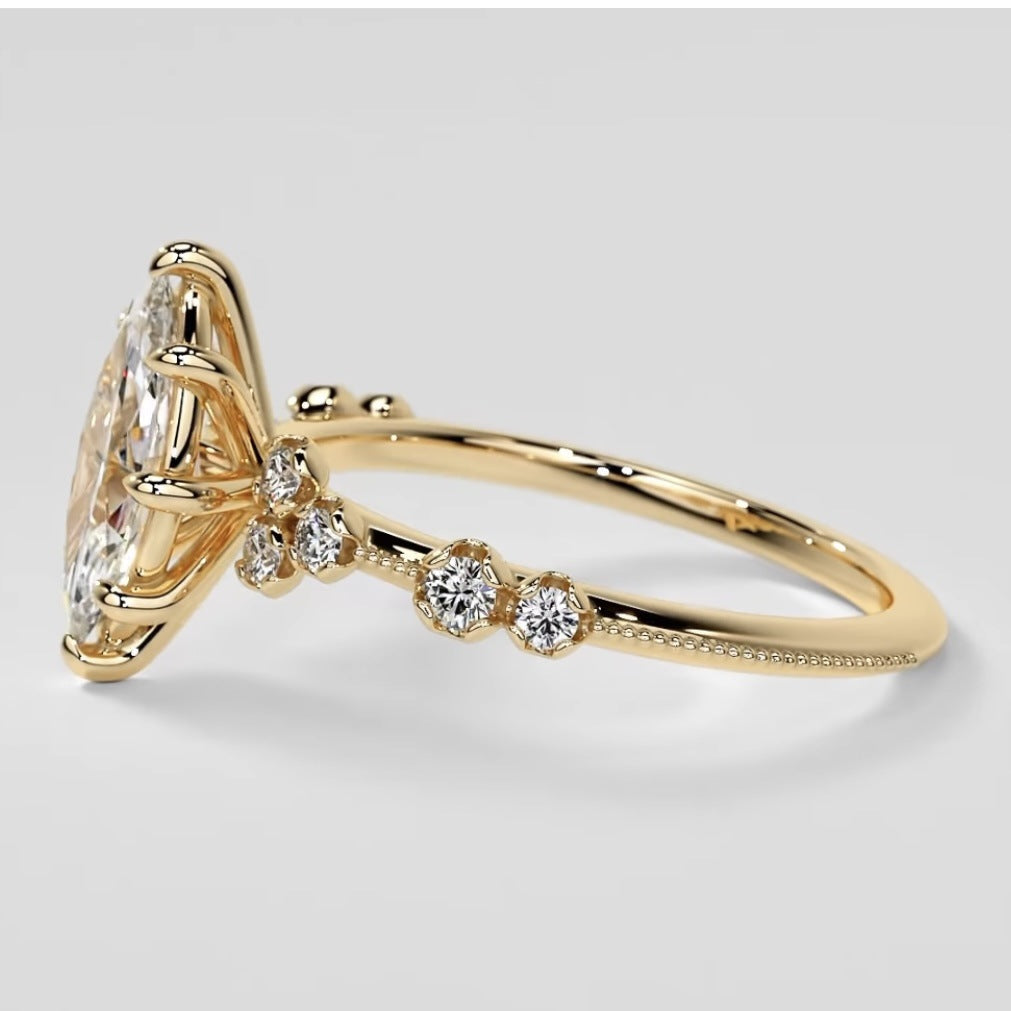 Gold Zircon Ring Simple Fashion