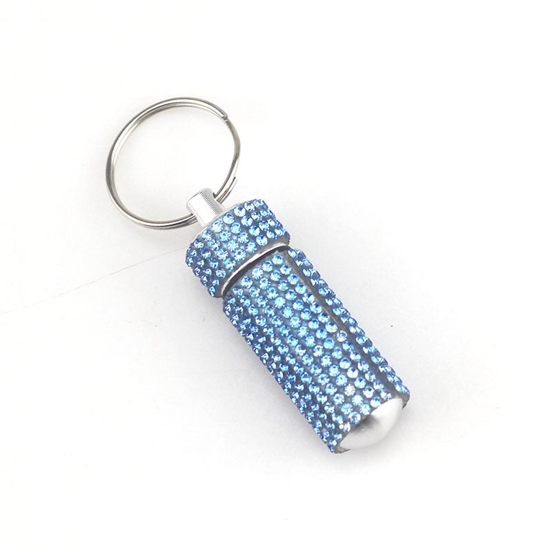 Portable Diamond Keychain Pill Box