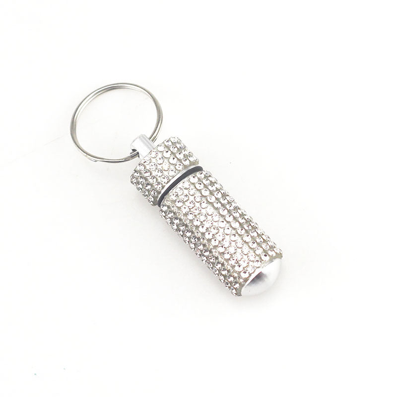 Portable Diamond Keychain Pill Box