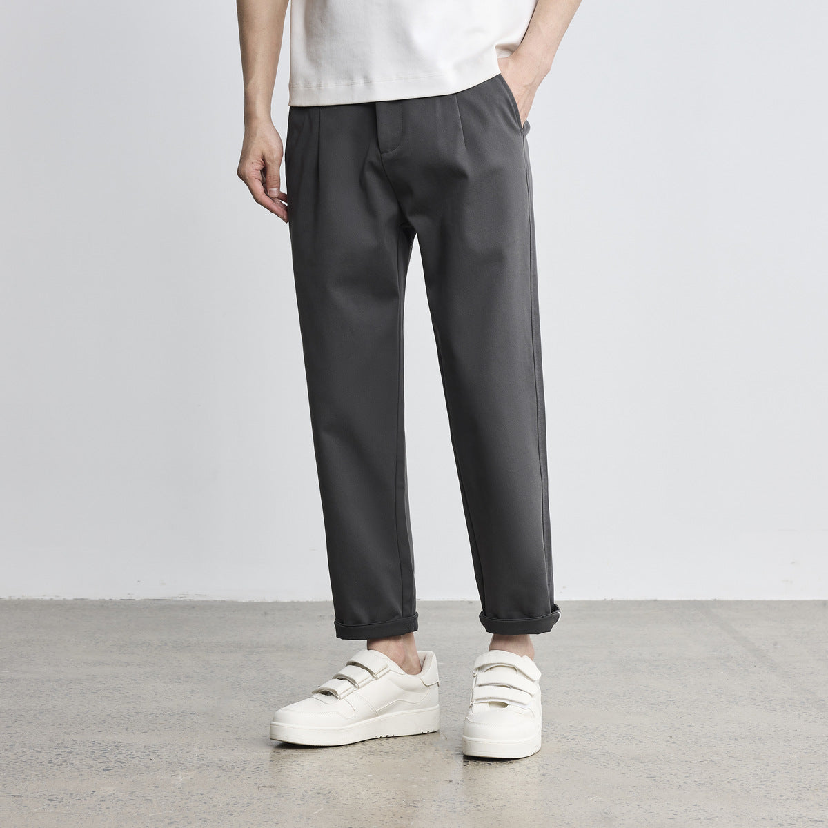 Simple Straight Men's Double Twill Casual Pants