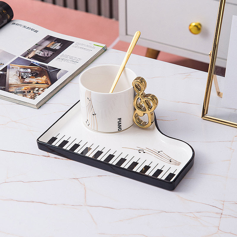 Piano Black And White Key Ceramic Coffee Mug Set