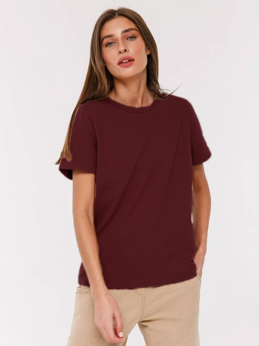 Casual Home Commuter All-matching Round Neck Short Sleeve T-shirt