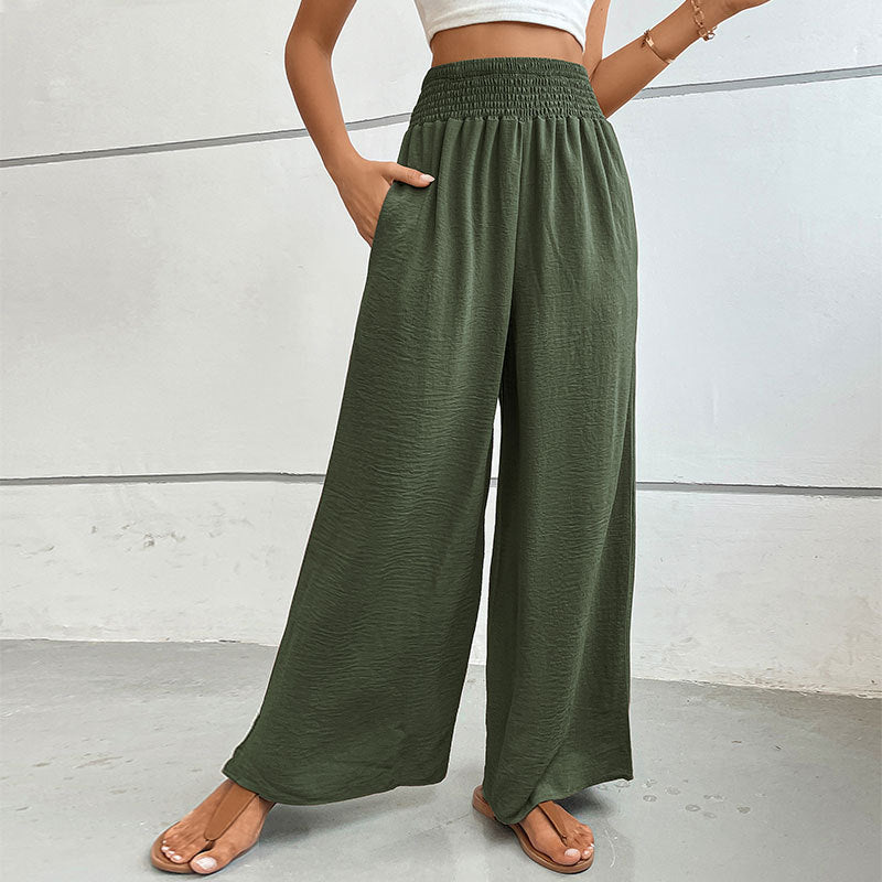 Foreign Trade Trousers Autumn New Casual Elastic Pocket Wide Leg Pants