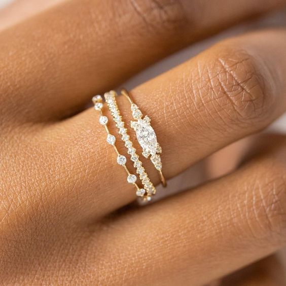 Gold Ring Fashion Ladies Three-piece Set