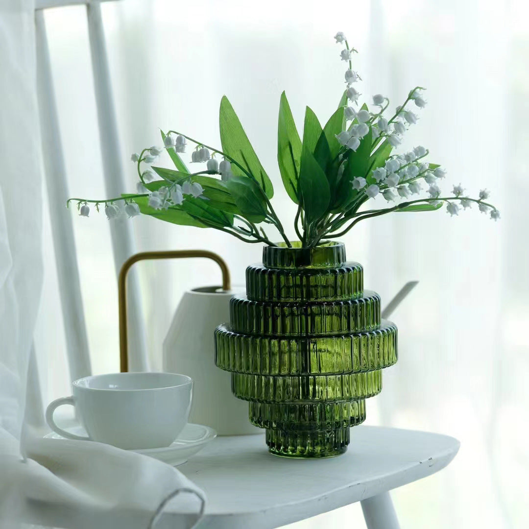 Nordic Simple Striped Drawstring Gold Vase