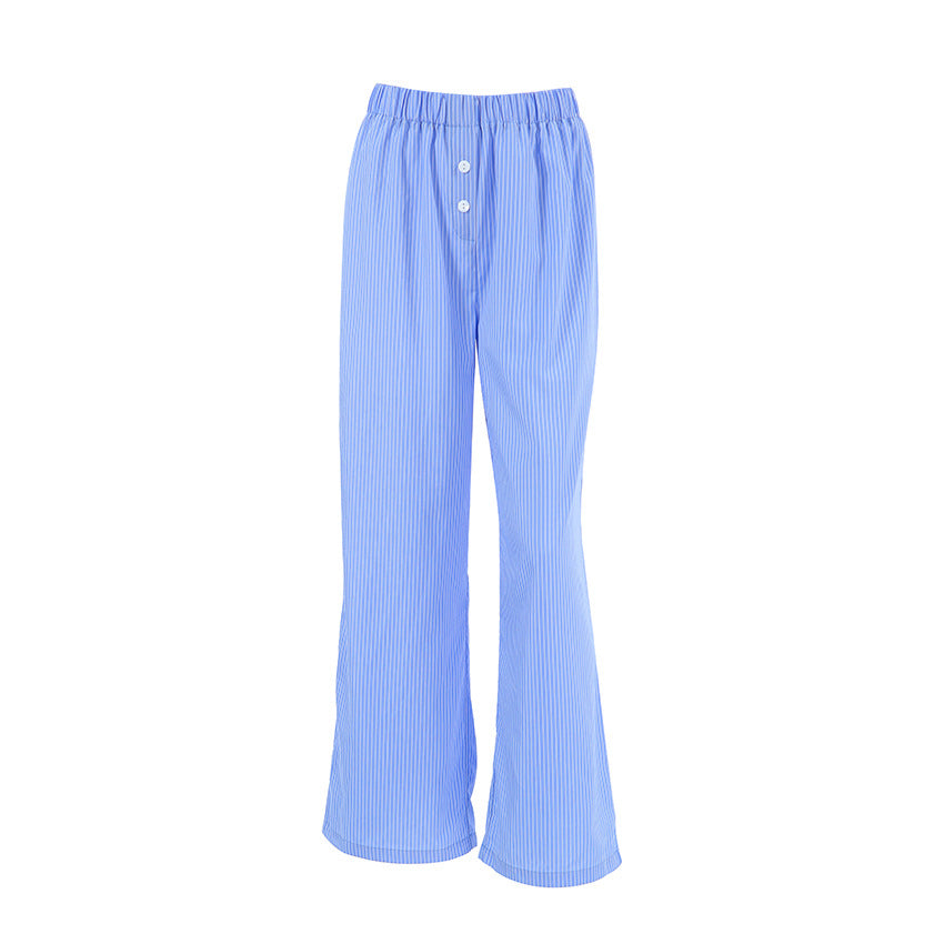 Women's Street Fashion Blue Striped Trousers