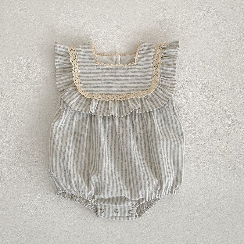 Striped Ruffled Girls' Loose Temperament Dress