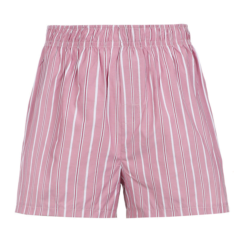 Vertical Striped Pocket Casual Loose Beach Shorts