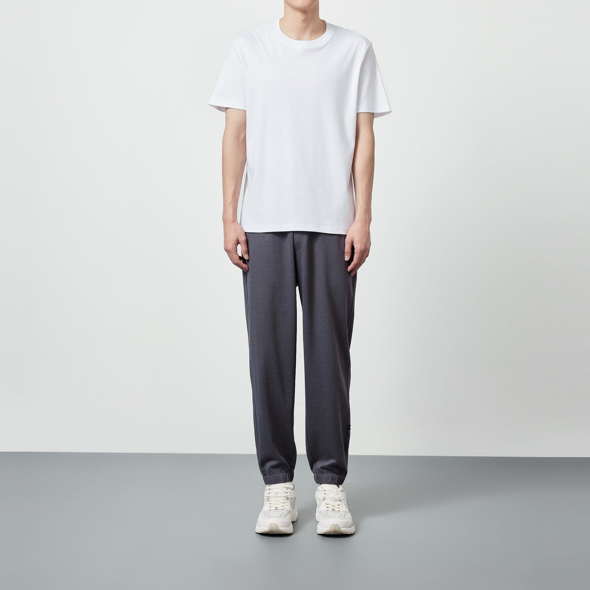 Short Sleeve Simple Solid Color Round Neck