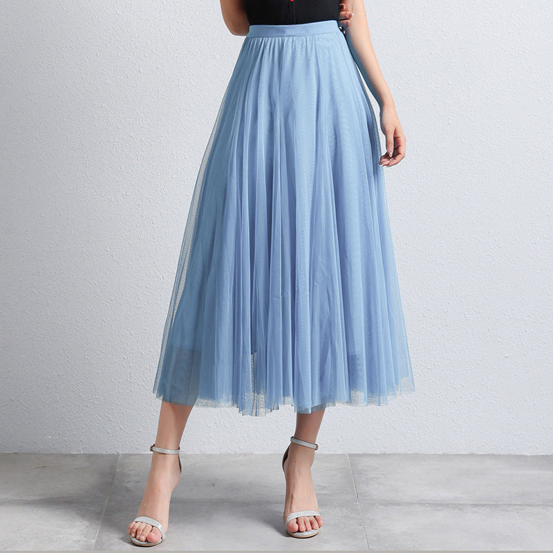 Slimming A- Line Skirt Mesh Half-length Skirt