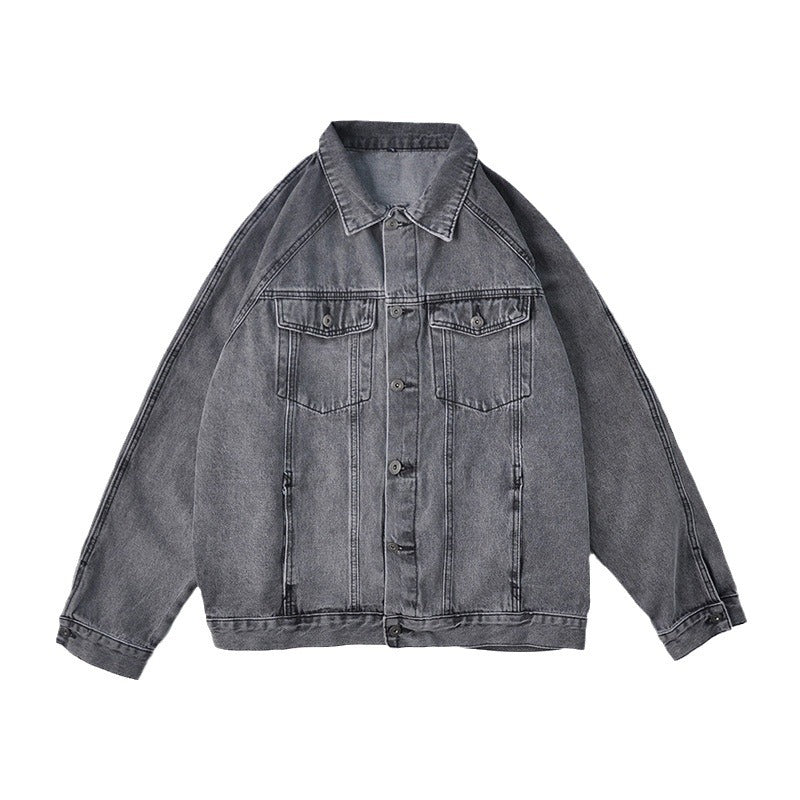 Men's Denim Distressed Outerwear Jacket Long Sleeve Top