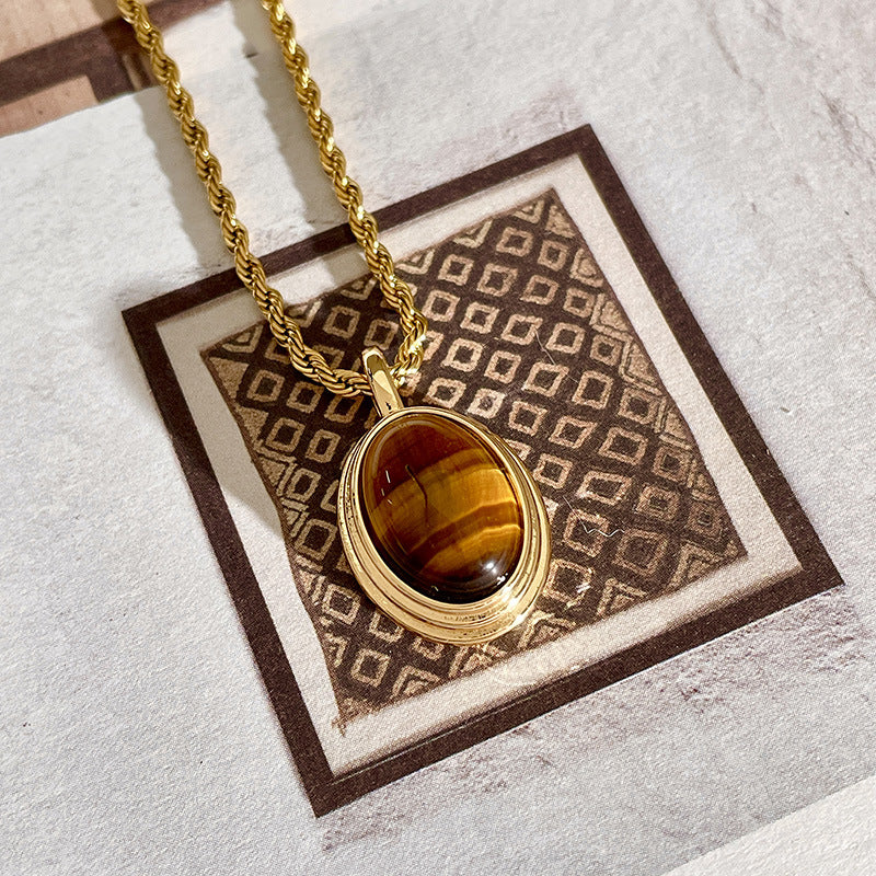 Maillard Oval Tiger Eye Necklace